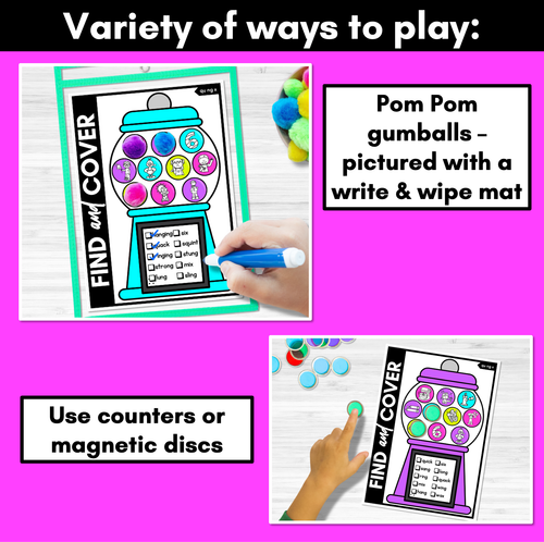 Resource preview 2 for QU NG + X Words - Find & Cover No Prep Phonics Game for Consonant Digraphs