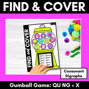 QU NG + X Words - Find & Cover No Prep Phonics Game for Consonant Digraphs