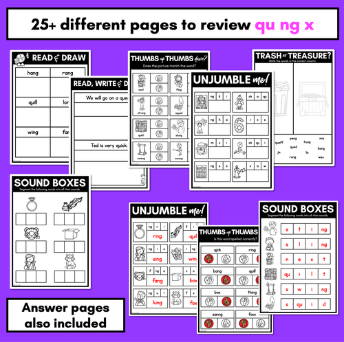 Resource preview 3 for QU NG X Worksheets - PHONICS REVIEW for Consonant Digraphs