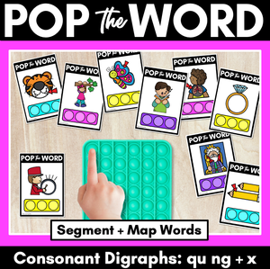 NG QU + X WORDS POPPIT TASK CARDS - Phonemic Awareness + Word Mapping