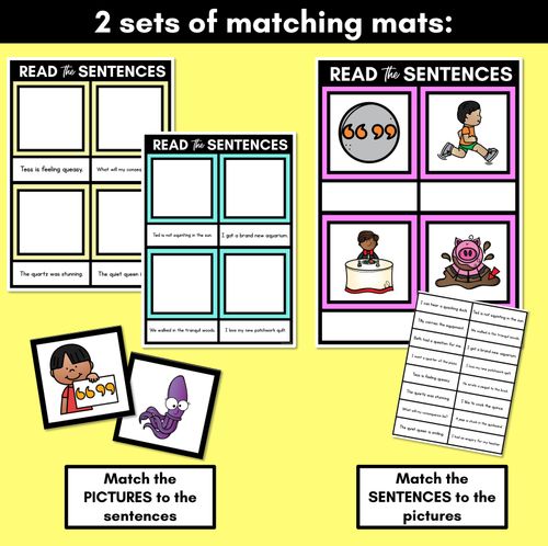 Resource preview 3 for QU Phoneme Decodable Sentence Mats - Read & Match