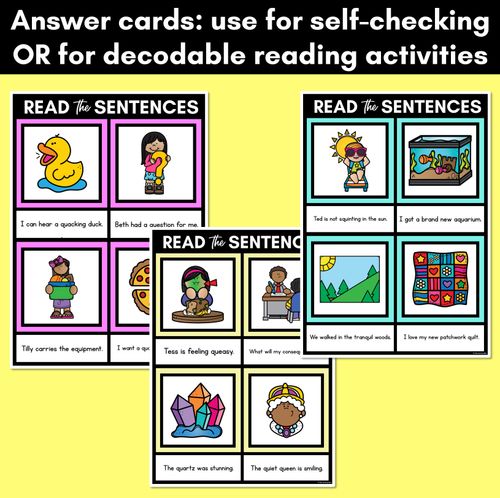 Resource preview 4 for QU Phoneme Decodable Sentence Mats - Read & Match
