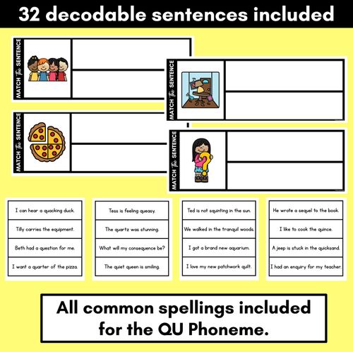 Resource preview 2 for QU Phoneme Decodable Sentences - Read, Match & Write