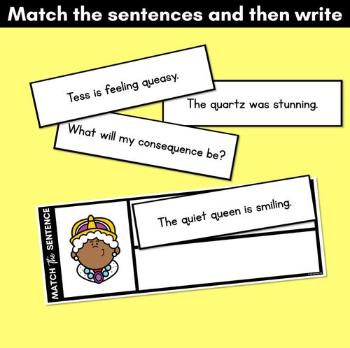 Resource preview 3 for QU Phoneme Decodable Sentences - Read, Match & Write