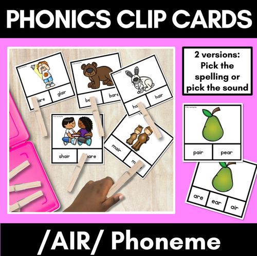 Resource preview 1 for R-Controlled Vowel Sound AIR Clip Cards - air are ear words