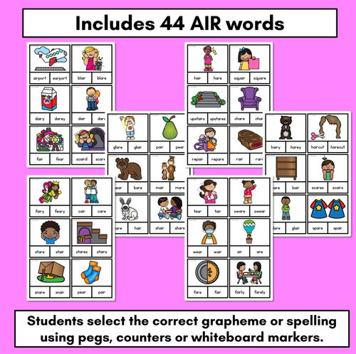 Resource preview 2 for R-Controlled Vowel Sound AIR Clip Cards - air are ear words