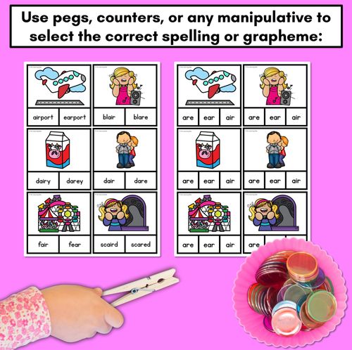 Resource preview 3 for R-Controlled Vowel Sound AIR Clip Cards - air are ear words