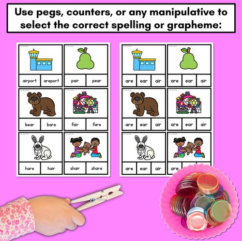 Resource preview 3 for R-Controlled Vowel Sound AIR Clip Cards - air are ear words