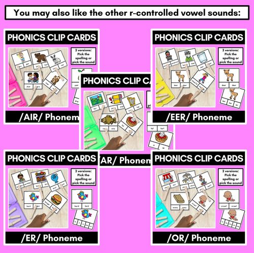 Resource preview 4 for R-Controlled Vowel Sound AIR Clip Cards - air are ear words