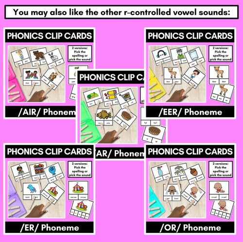 Resource preview 4 for R-Controlled Vowel Sound AIR Clip Cards - air are ear words