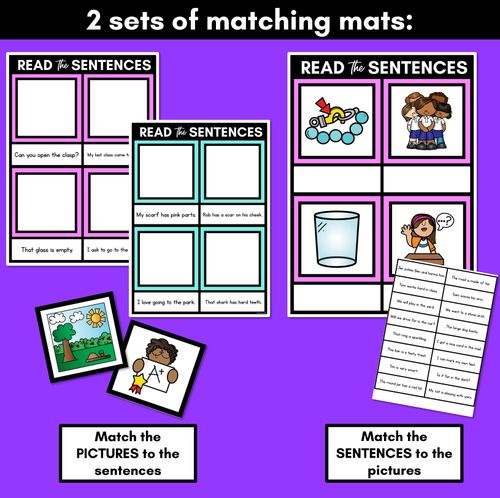 Resource preview 3 for R-Controlled Vowels AR Phoneme Decodable Sentence Mats - Read & Match