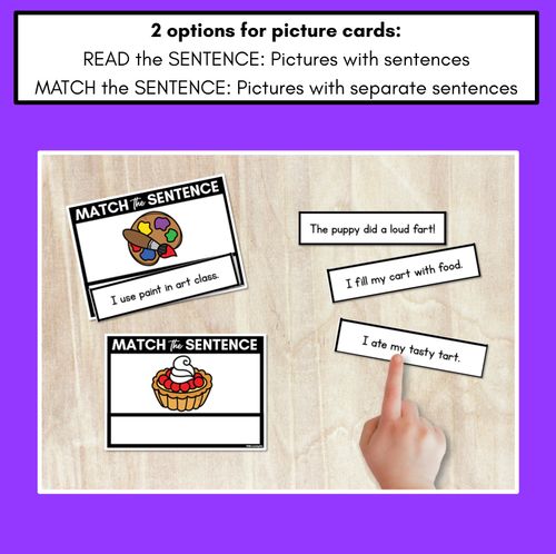 Resource preview 2 for R-Controlled Vowels AR Phoneme Decodable Sentences - Read & Match