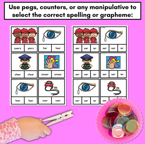 Resource preview 3 for R-Controlled Vowel Sound EER SOUND CLIP CARDS - eer and ear words