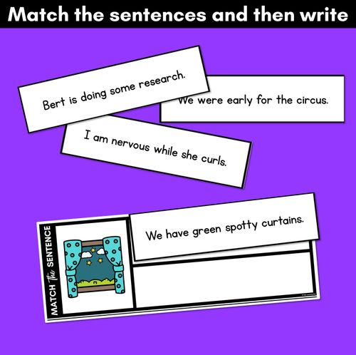 Resource preview 3 for R-Controlled Vowels ER Phoneme Decodable Sentences - Read, Match & Write