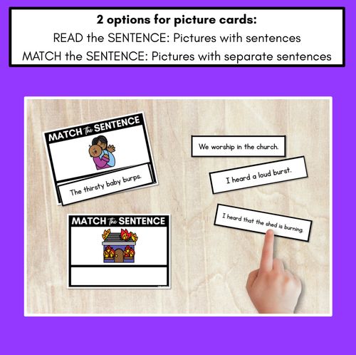 Resource preview 2 for R-Controlled Vowels ER Phoneme Decodable Sentences - Read & Match