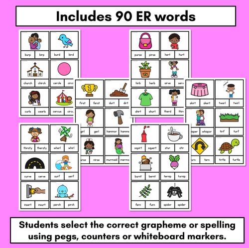 Resource preview 2 for R-Controlled Vowel Sound ER SOUND CLIP CARDS - er ir ur or words