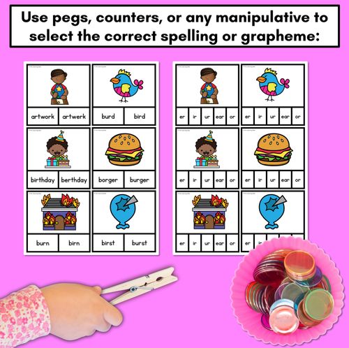 Resource preview 3 for R-Controlled Vowel Sound ER SOUND CLIP CARDS - er ir ur or words