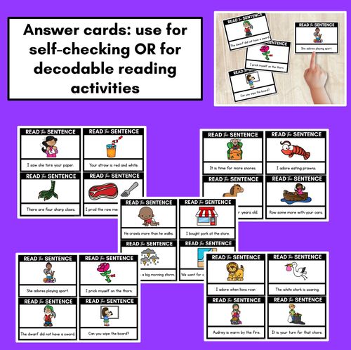 Resource preview 4 for R-Controlled Vowels OR Phoneme Decodable Sentences - Read & Match