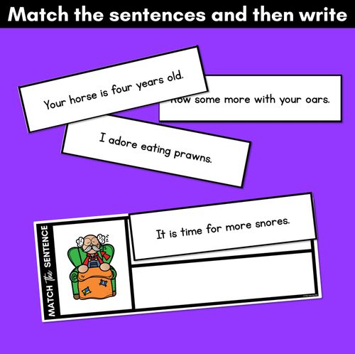 Resource preview 3 for R-Controlled Vowels OR Phoneme Decodable Sentences - Read, Match & Write