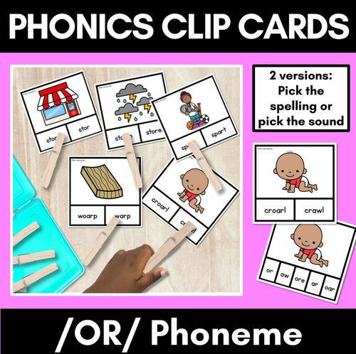 Resource preview 1 for R-CONTROLLED VOWEL SOUND OR Clip Cards - Ways to spell the OR sound