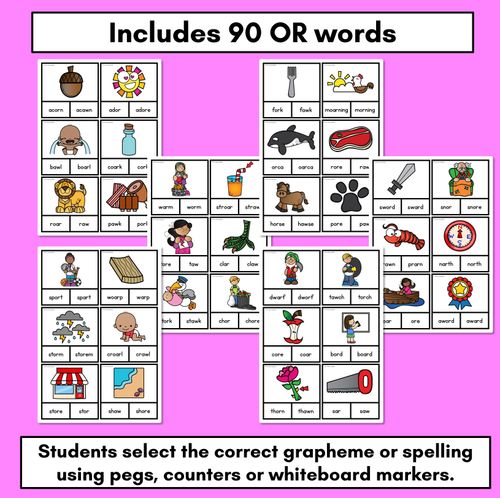 Resource preview 2 for R-CONTROLLED VOWEL SOUND OR Clip Cards - Ways to spell the OR sound