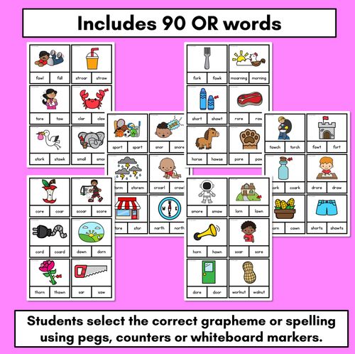 Resource preview 2 for R-CONTROLLED VOWEL SOUND OR Clip Cards - Ways to spell the OR sound