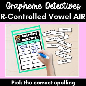 R-Controlled Vowel AIR Words Game - AIR Decodable Words Activity - Grapheme Detectives