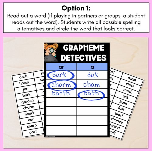 Resource preview 2 for R-Controlled Vowel AR Words Game - AR Decodable Words Activity - Grapheme Detectives