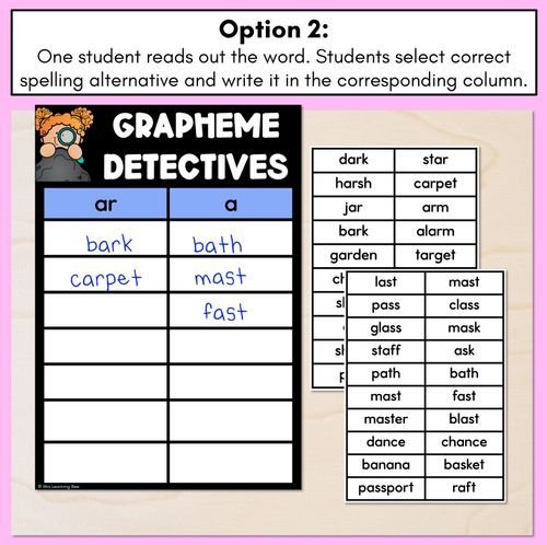 Resource preview 3 for R-Controlled Vowel AR Words Game - AR Decodable Words Activity - Grapheme Detectives