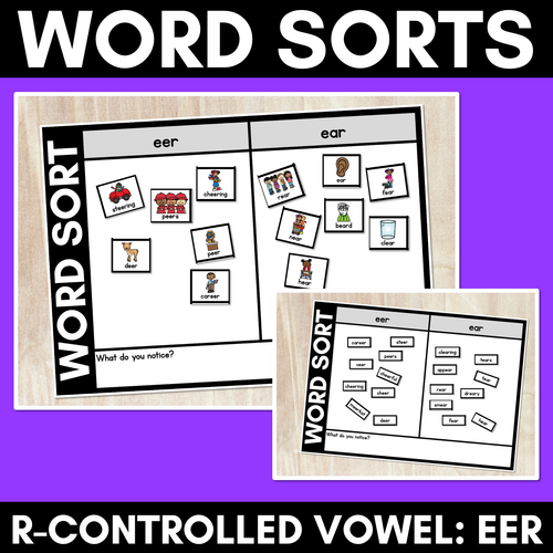 Resource preview 1 for R-CONTROLLED VOWEL EER WORD SORT