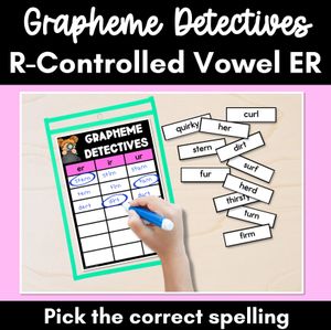 R-Controlled Vowel ER Words Game - ER Decodable Words Activity - Grapheme Detectives