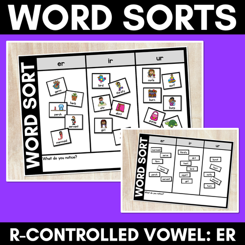 Resource preview 1 for R-CONTROLLED VOWEL ER WORD SORT