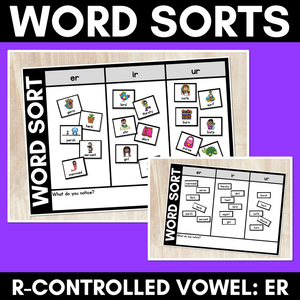 R-CONTROLLED VOWEL ER WORD SORT