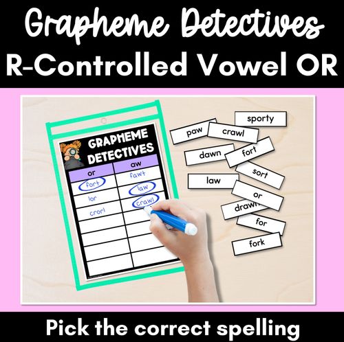 Resource preview 2 for R-Controlled Vowels Grapheme Detectives Word Sort Bundle