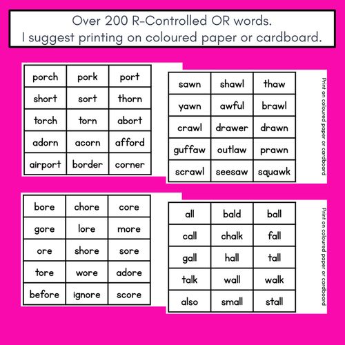 Resource preview 4 for R-CONTROLLED VOWEL OR PHONICS GAME - Roll It, Read It or Spell It, Keep It