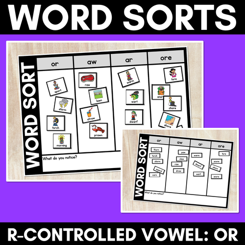 Resource preview 1 for R-CONTROLLED VOWEL OR WORD SORT