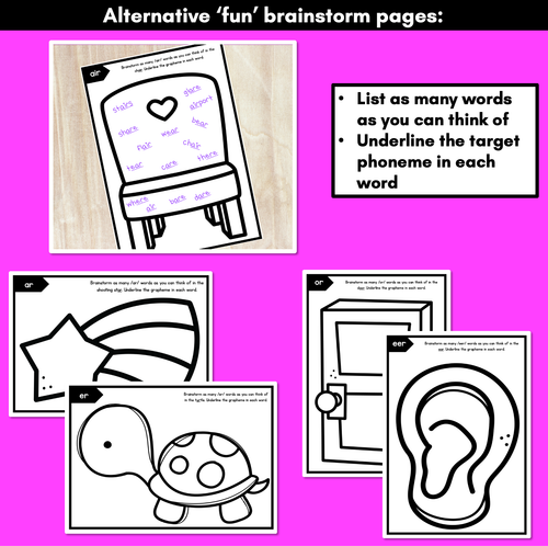 Resource preview 4 for R-Controlled Vowel Sounds Brainstorm Templates & Assessments