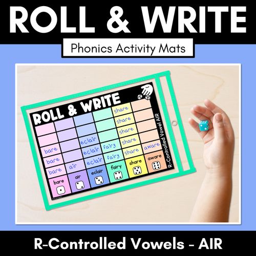 Resource preview 1 for ROLL & WRITE PHONICS ACTIVITY MATS - R-Controlled Vowel AIR Words