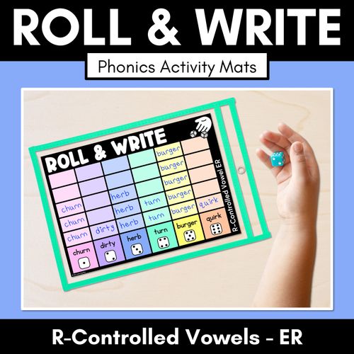 Resource preview 1 for ROLL & WRITE PHONICS ACTIVITY MATS - R-Controlled Vowel ER Words