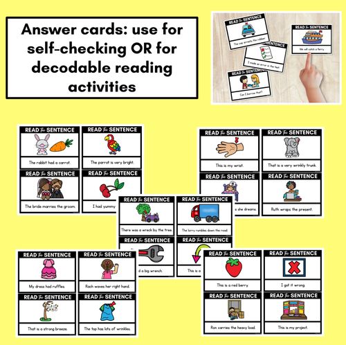 Resource preview 4 for R Phoneme Decodable Sentences - Read & Match