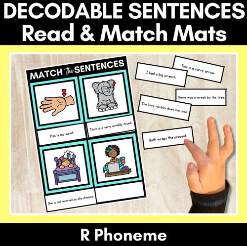 Resource preview 1 for R Phoneme Decodable Sentence Mats - Read & Match