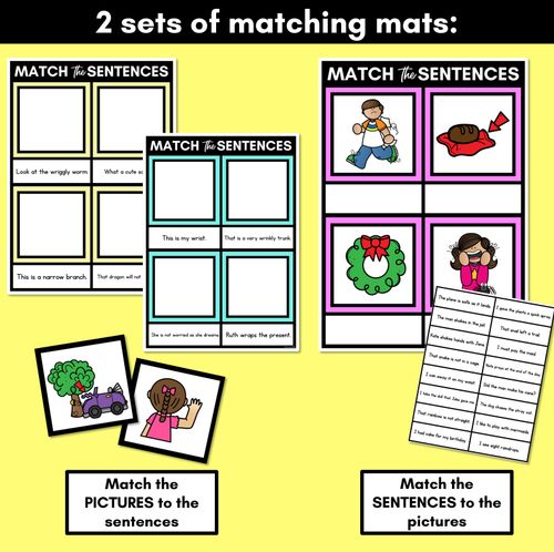Resource preview 3 for R Phoneme Decodable Sentence Mats - Read & Match