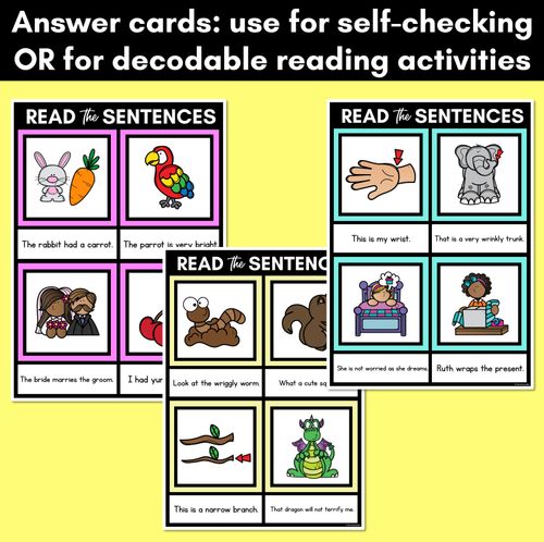 Resource preview 4 for R Phoneme Decodable Sentence Mats - Read & Match