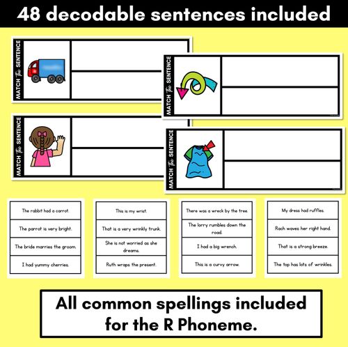 Resource preview 2 for R Phoneme Decodable Sentences - Read, Match & Write
