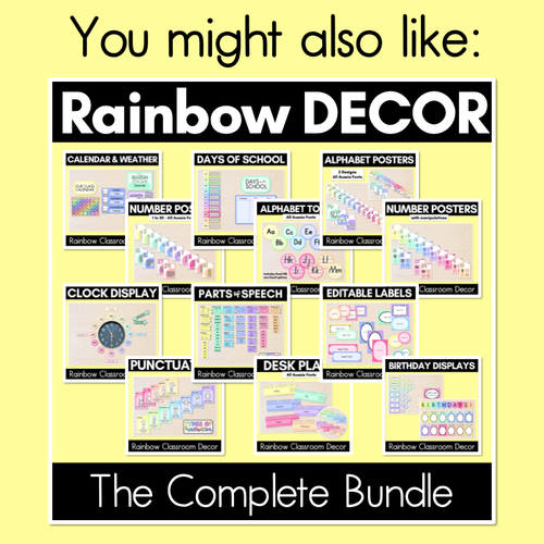 Resource preview 6 for Parts of Speech Posters - Rainbow Classroom Decor