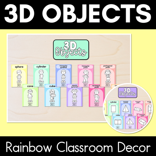 Resource preview 1 for 3D Object Posters - Rainbow Classroom Decor