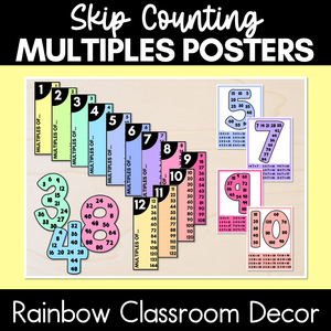 Multiples & Skip Counting Posters - Rainbow Classroom Decor