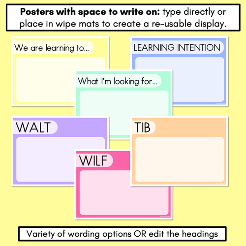 Resource preview 2 for Learning Intentions & Success Criteria - LISC Posters - Rainbow Classroom Decor