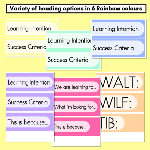 Resource preview 3 for Learning Intentions & Success Criteria - LISC Posters - Rainbow Classroom Decor