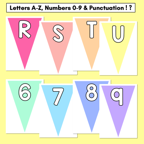 Resource preview 2 for Editable Alphabet & Number Bunting - Rainbow Classroom Decor